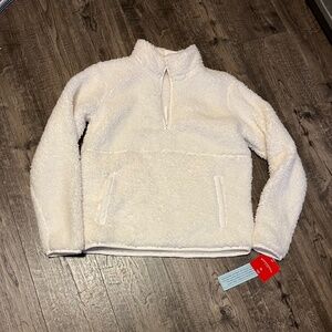 Girls white 1/2 zip fleece sweater NWT size XL